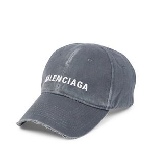 Balenciaga distressed washed grey baseball cap